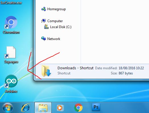 ícone na área de trabalho